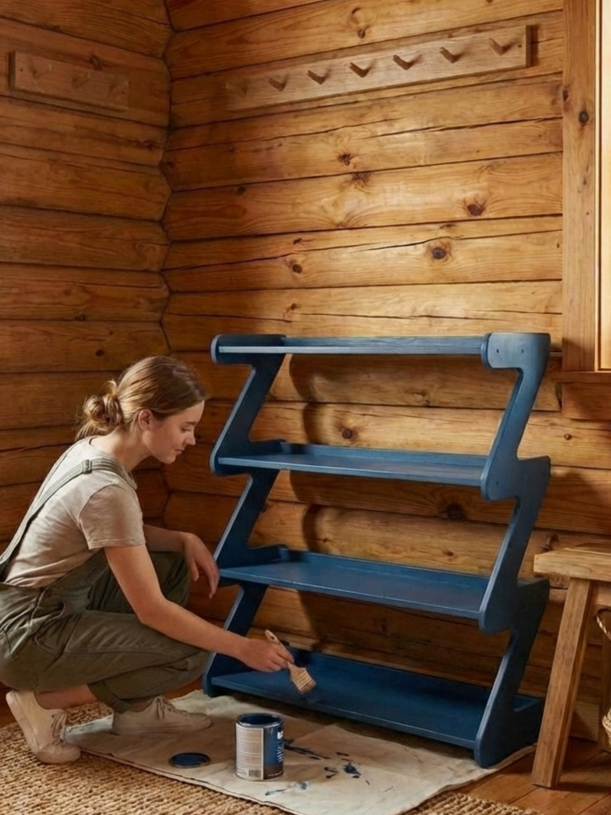 Обувница 3 яруса в прихожую с полками деревянная открытая - фото товара