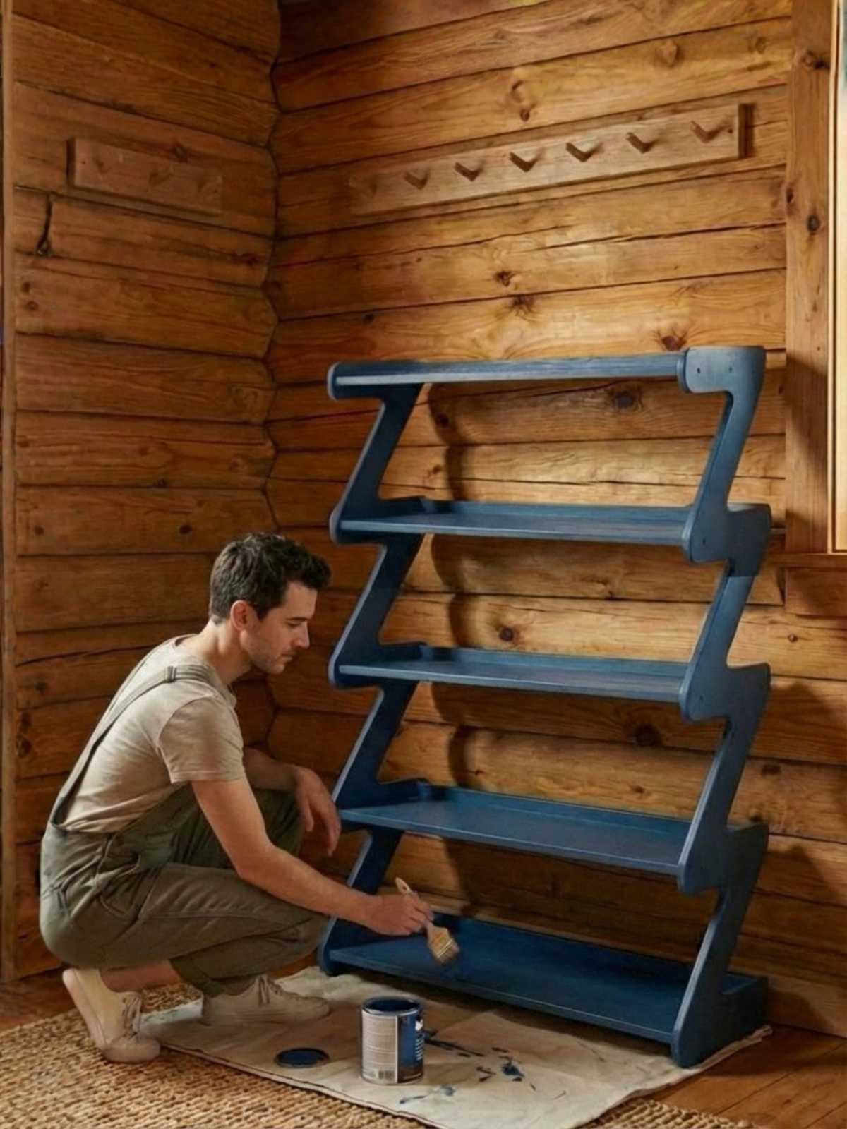 Обувница в прихожую с полками деревянная открытая - фото товара