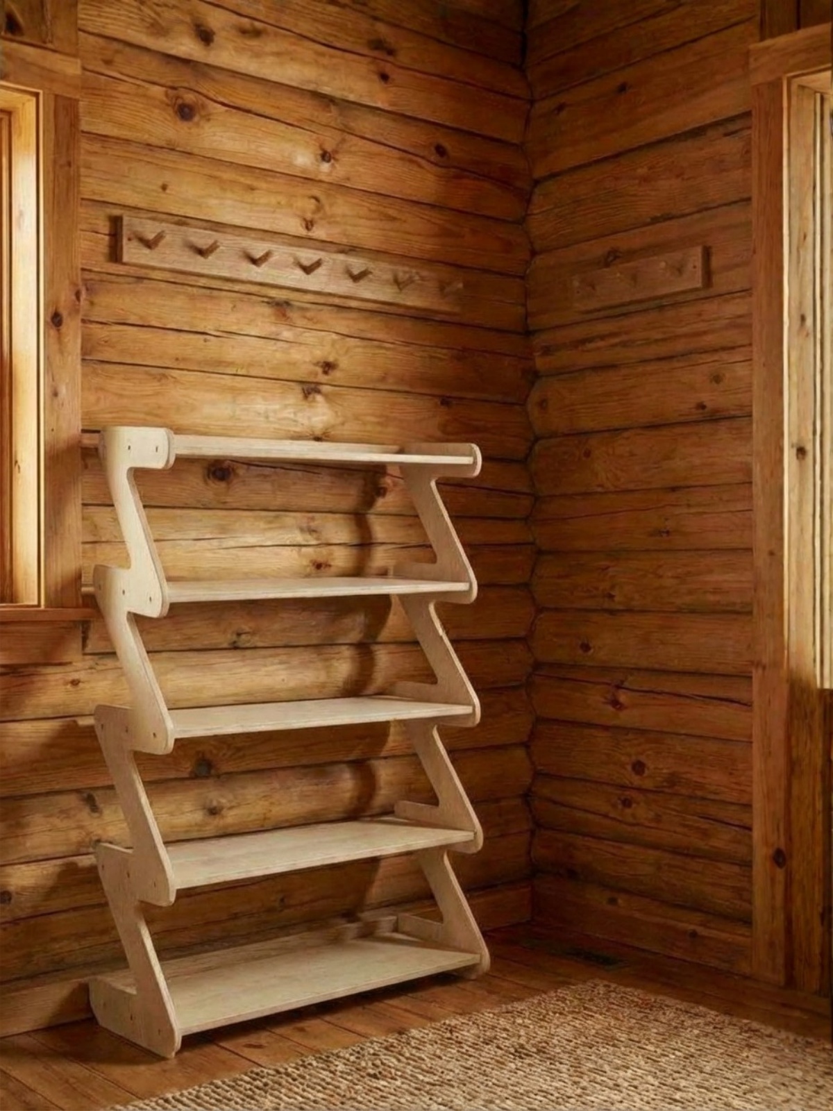 Обувница в прихожую с полками деревянная открытая - фото товара