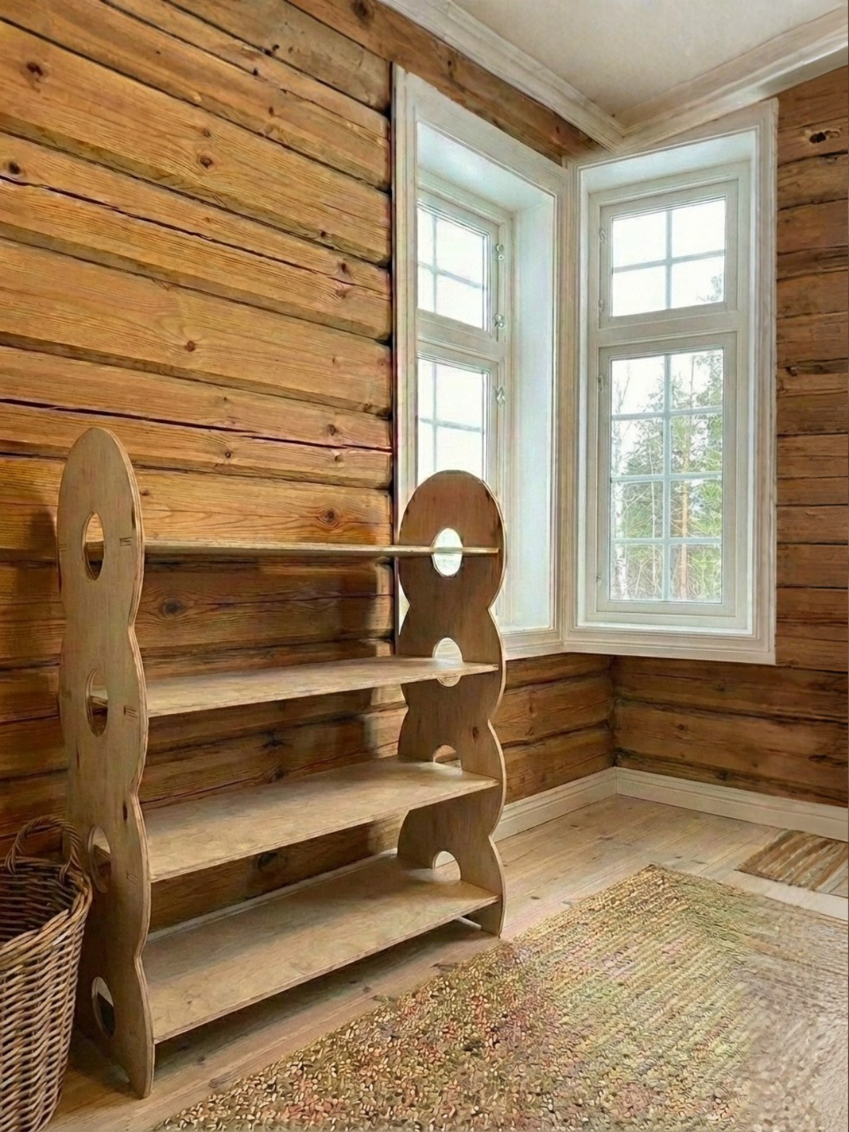 Обувница в прихожую с полками деревянная открытая - фото товара