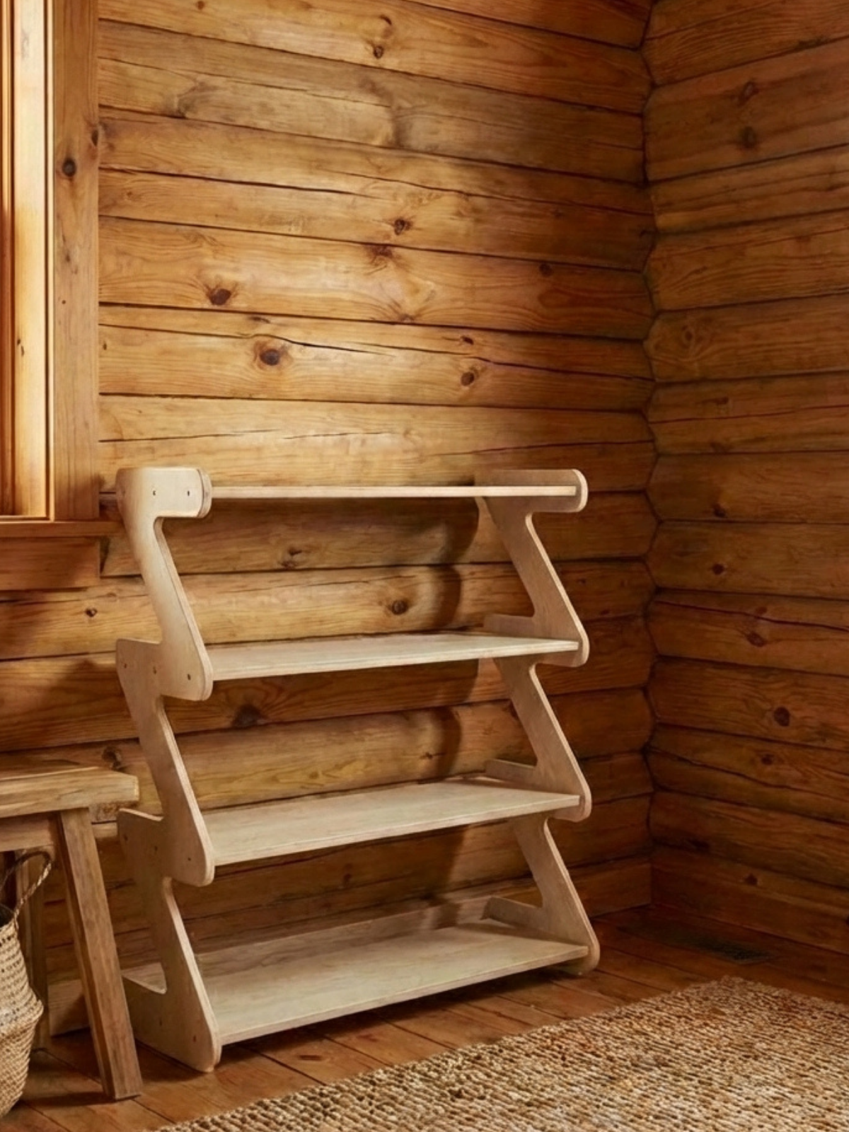 Обувница 3 яруса в прихожую с полками деревянная открытая - фото товара