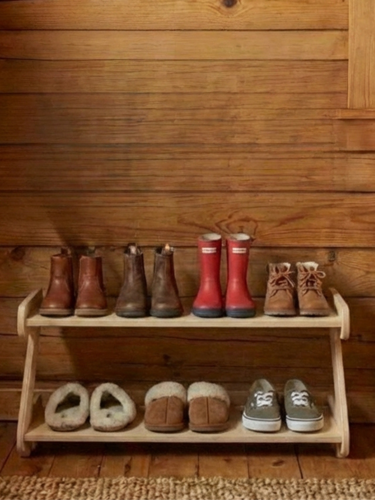 Обувница 1 ярус в прихожую с полками деревянная открытая  - фото товара