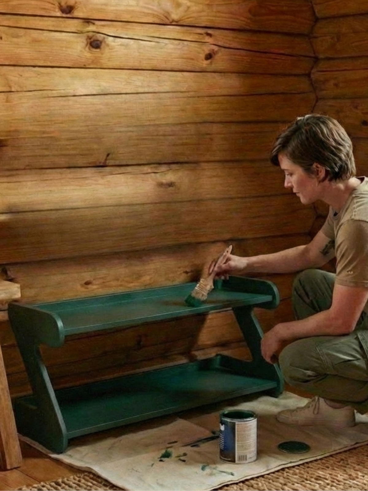 Обувница 1 ярус в прихожую с полками деревянная открытая  - фото товара