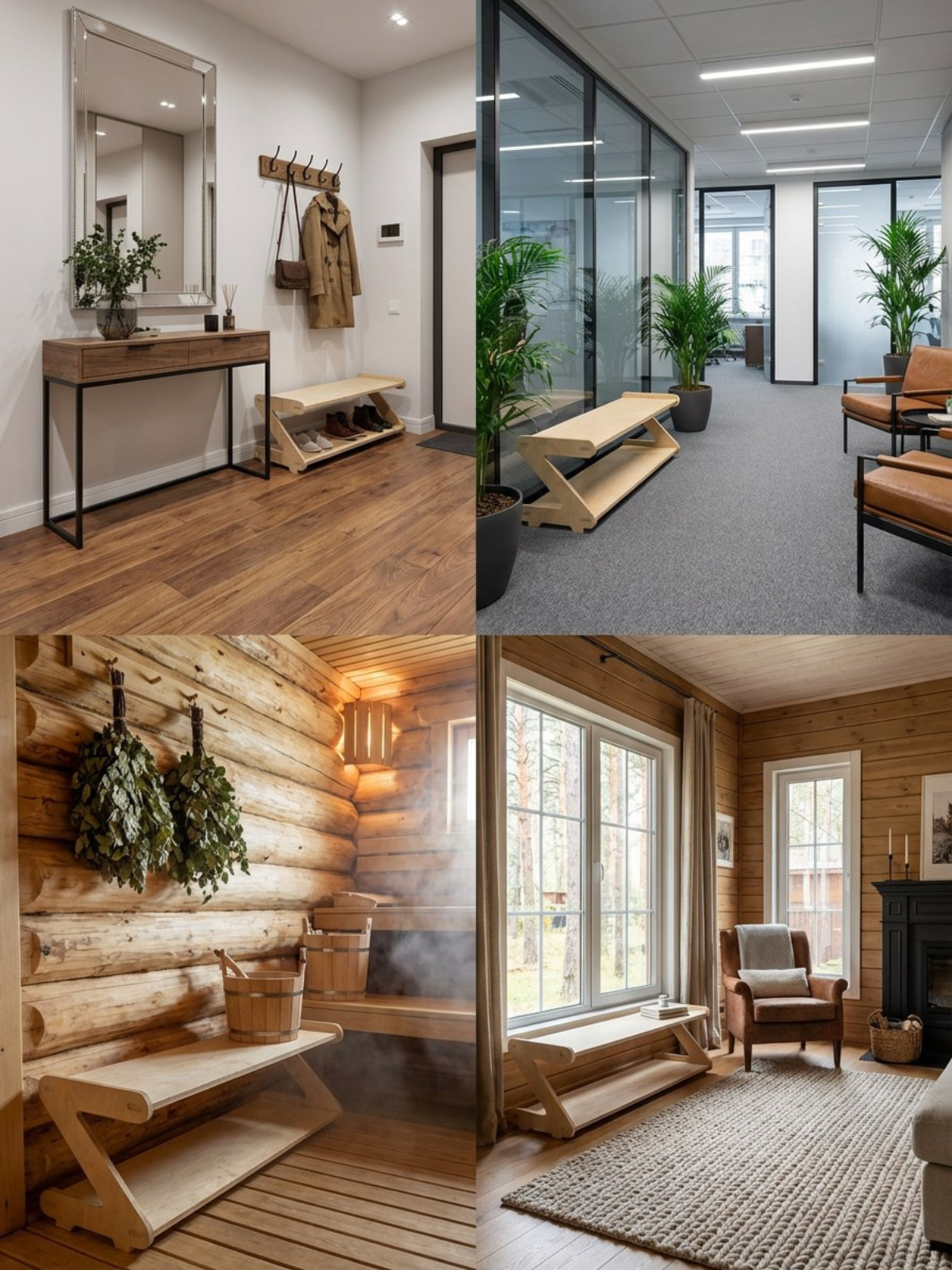 Обувница 1 ярус в прихожую с полками деревянная открытая  - фото товара