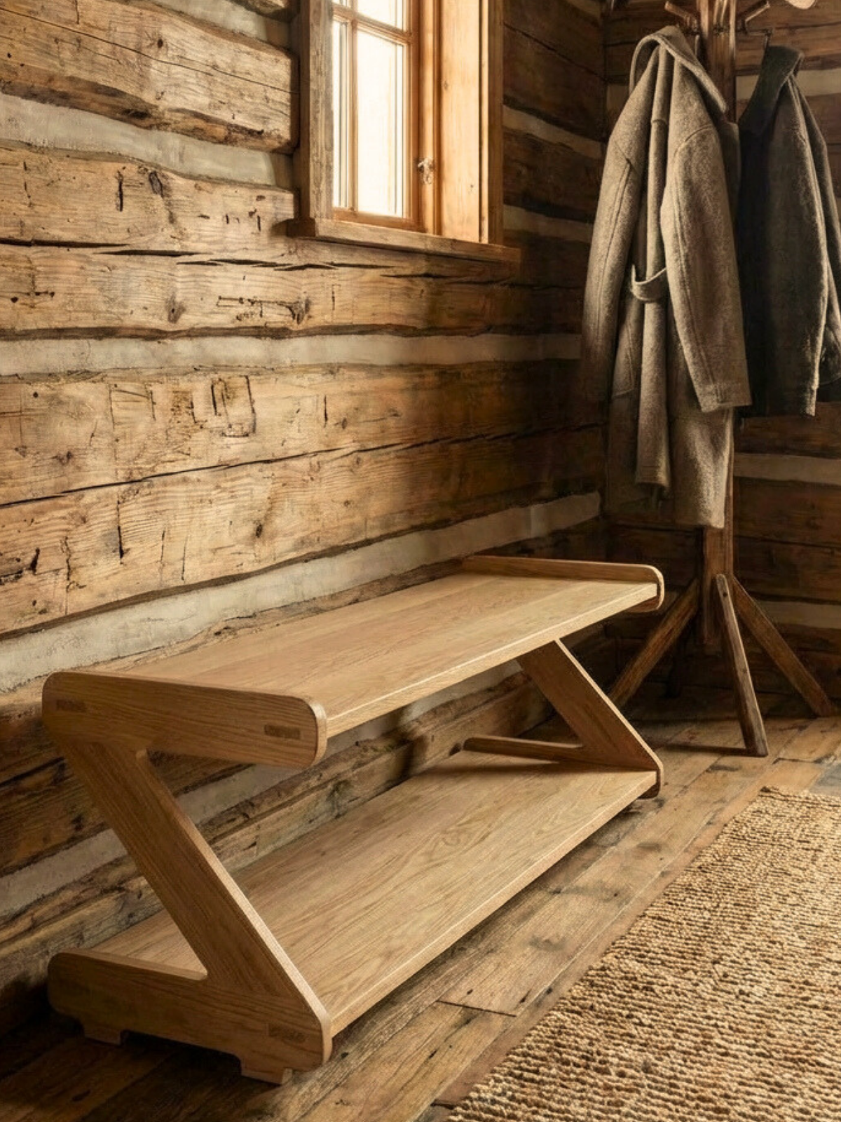 Обувница 1 ярус в прихожую с полками деревянная открытая  - фото товара